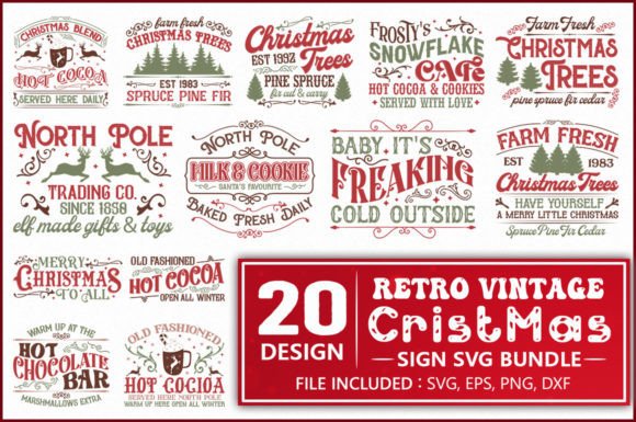 Download Retro Vintage Christmas Sign SVG Bundle - Christmas sign svg Collection