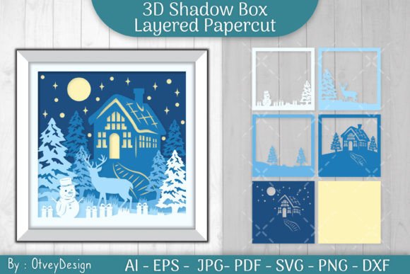 Download Christmas House Scene 3D Shadow Box - Premium Resources