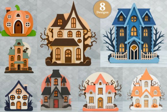 Download Halloween House SVG Laser Craft BUNDLE - House Collection