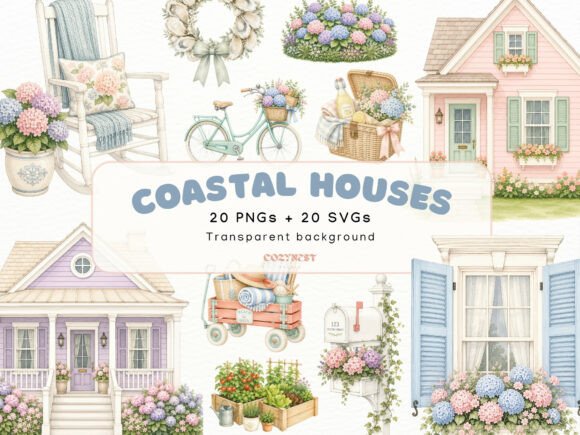 Download Coastal House Cliparts, Neighborhood PNG - House Collection