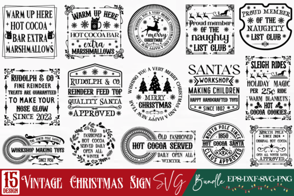 Download Vintage Christmas Sign SVG Bundle - Christmas sign svg Collection