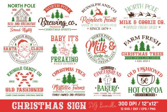 Download Vintage Christmas Sign SVG Bundle - Christmas sign svg Collection