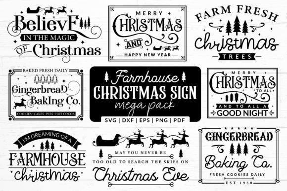 Download Farmhouse Christmas Sign SVG Mega Pack - House Collection