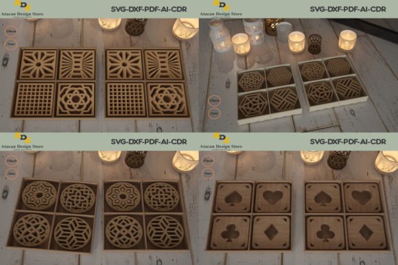 Download Wooden Coaster Set Housewarming Gift 284 - House Collection