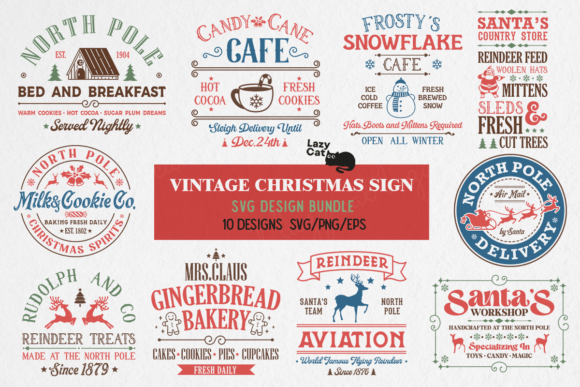 Download Vintage Christmas Sign SVG Bundle - Christmas sign svg Collection