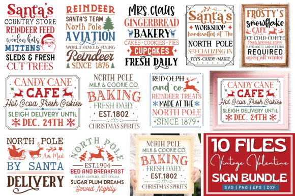 Download Vintage Christmas Sign SVG Bundle - Christmas sign svg Collection