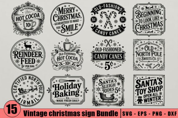 Download Vintage Christmas Sign SVG Bundle - Christmas sign svg Collection