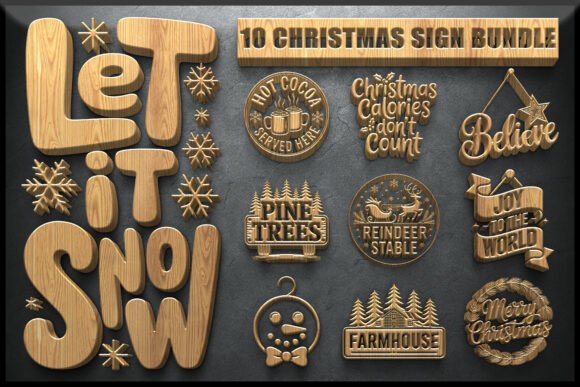 Download Festive Christmas Sign SVG Bundle - Christmas sign svg Collection