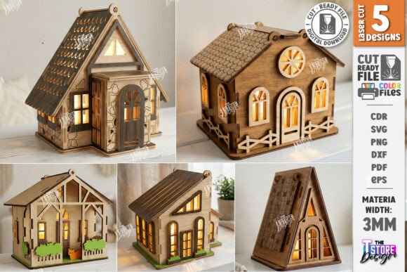 Download Candle House Laser Cut Bundle | CNC File - House Collection