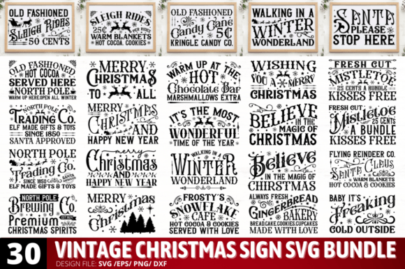 Download Vintage Christmas Sign Svg  Bundle - Christmas sign svg Collection