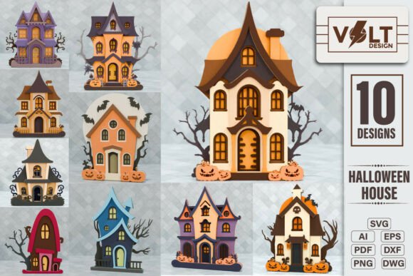 Download Halloween House SVG Laser Craft BUNDLE - House Collection