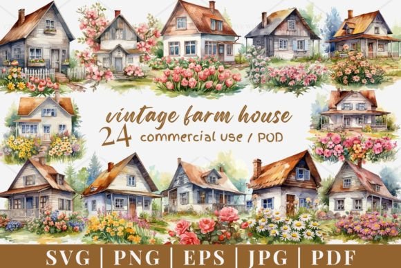 Download 24 Farm House Vector, SVG, PNG 975 - House Collection